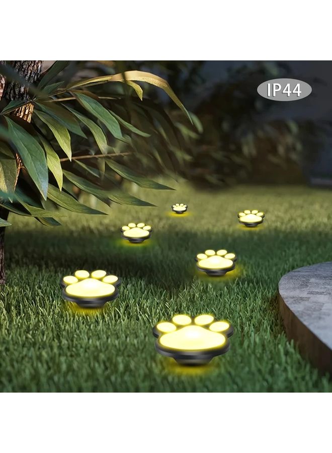 4 حزمة أضواء مسار حديقة العشب في الهواء الطلق بالطاقة الشمسية على شكل بصمة كف دافئة بيضاء - Image 3