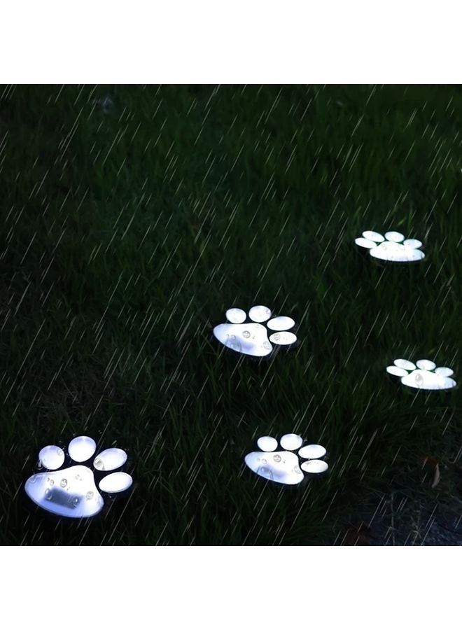 4 حزمة أضواء مسار حديقة العشب في الهواء الطلق بالطاقة الشمسية على شكل بصمة كف دافئة بيضاء - Image 5