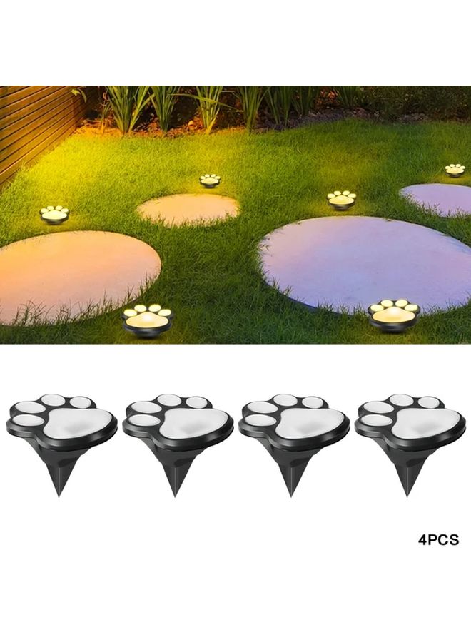 4 حزمة أضواء مسار حديقة العشب في الهواء الطلق بالطاقة الشمسية على شكل بصمة كف دافئة بيضاء - Image 1