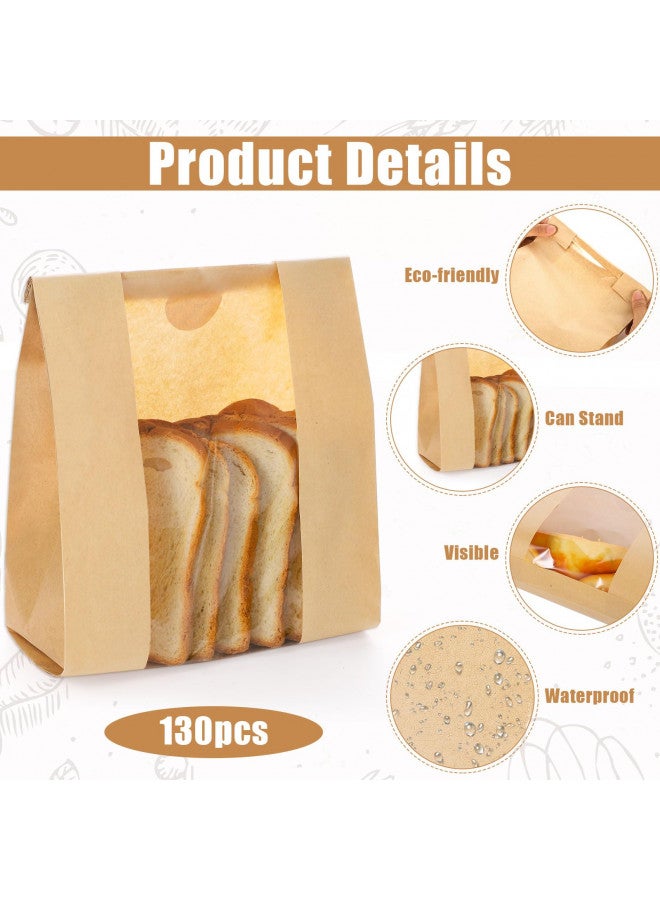 WSICSE 130 Pack Paper Bread Bags for Homemade Bread Sourdough Bread Bags with Window Comes with 160 Stickers for Packaging Baked Food Bread Storage (14 * 8.3 * 3.5 Inch) - Image 4