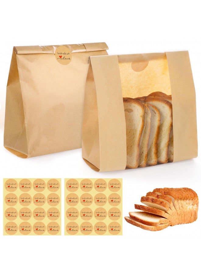 WSICSE 130 Pack Paper Bread Bags for Homemade Bread Sourdough Bread Bags with Window Comes with 160 Stickers for Packaging Baked Food Bread Storage (14 * 8.3 * 3.5 Inch) - Image 2
