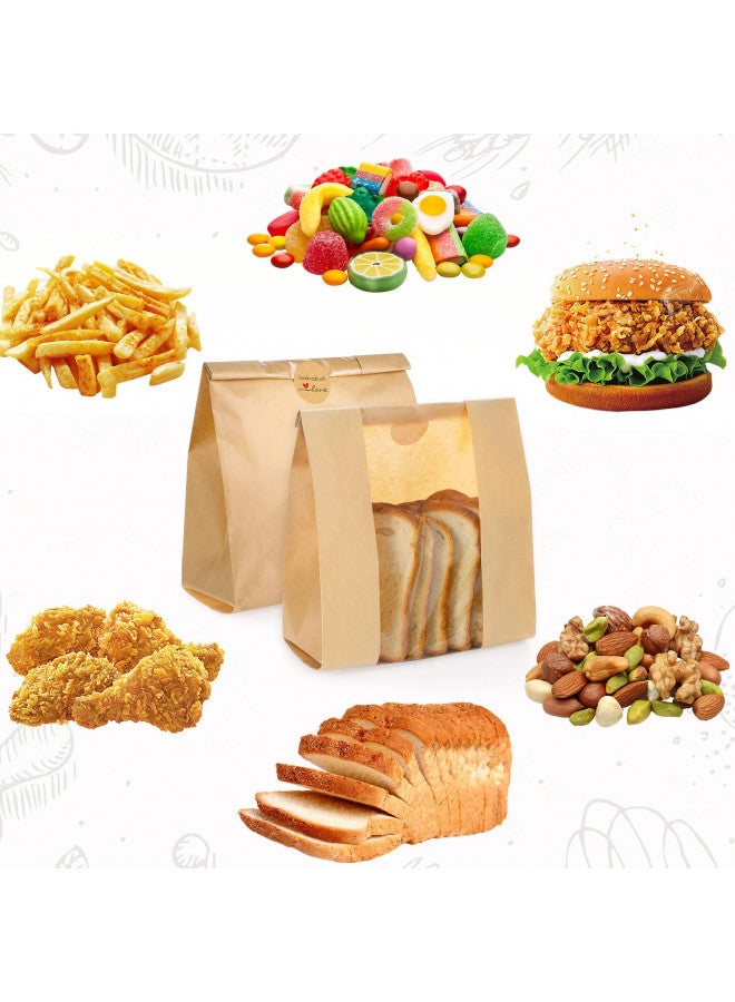 WSICSE 130 Pack Paper Bread Bags for Homemade Bread Sourdough Bread Bags with Window Comes with 160 Stickers for Packaging Baked Food Bread Storage (14 * 8.3 * 3.5 Inch) - Image 5