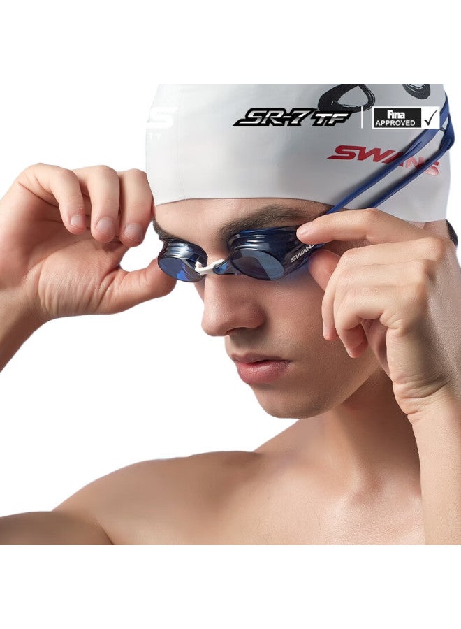 Swans Swimming Goggles, Imported From Japan, Waterproof, Anti-Fog, High-Definition, Rimless, Coated, Professional Racing Goggles For Men And Women, Sr7M, Black And Red - Image 3