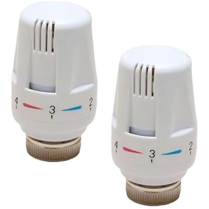 2 PCS THERMOSTATIC RADIATOR VALVE HEAD, RADIATOR THERMOSTAT REPLACEMENT HEAD HEATING SYSTEM TEMPERATURE CONTROL, UNIVERSAL TRV VALVES HEAD THERMOSTAT FOR HOME BEDROOM OFFICE(WHITE) - Image 1