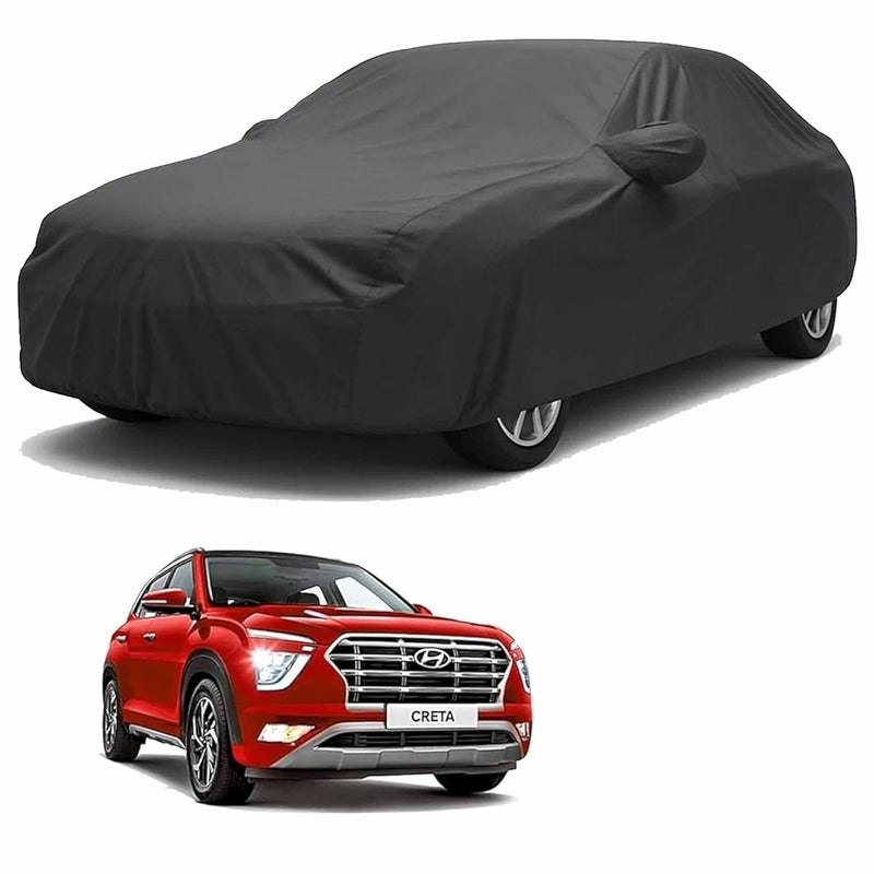 sulfar 100% Water Resistant Car Body Cover Compatible with Mirror for Hyundai Creta (Triple Stitched, Full Bottom Elastic, Dark Grey) - Image 1