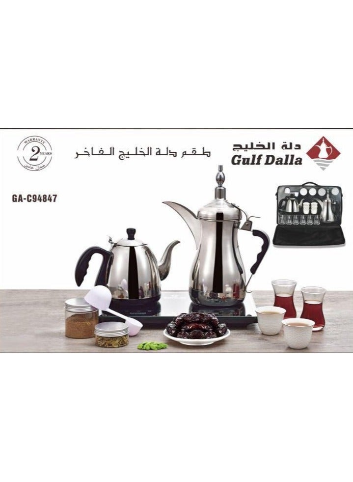 غالف دالا GA-C94847 ماكينة صنع القهوة العربية السائلة جلف دلة مع زجاج وملحقات - Image 1