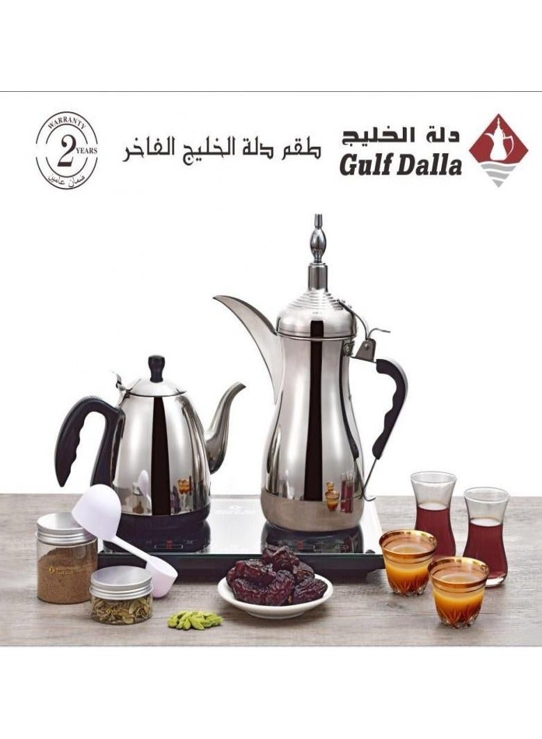 غالف دالا GA-C94847 ماكينة صنع القهوة العربية السائلة جلف دلة مع زجاج وملحقات - Image 3