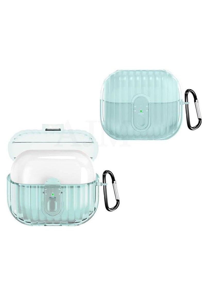 Case TPU+PC Secure Lock Luxury Protective Case Compatible With Samsung Galaxy Buds 3/3 Pro Transprent (Green)  - Image 1