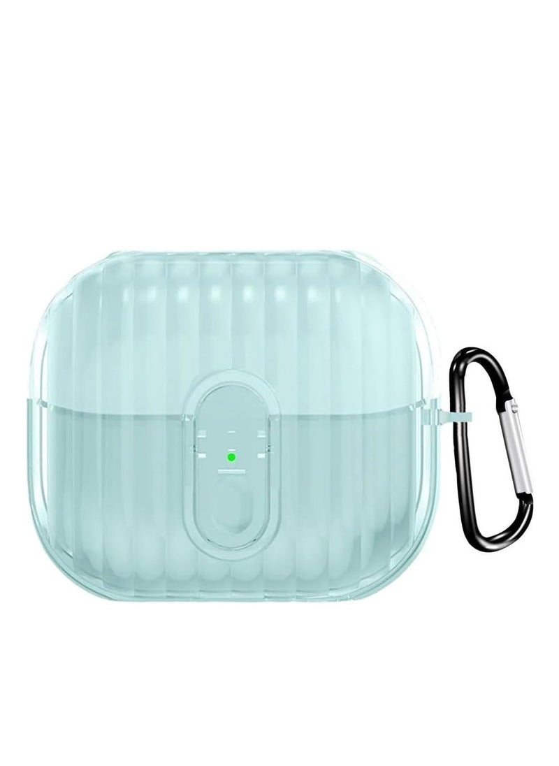 Case TPU+PC Secure Lock Luxury Protective Case Compatible With Samsung Galaxy Buds 3/3 Pro Transprent (Green)  - Image 2
