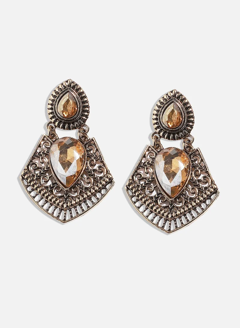 سوهي أقراط متدلية على شكل كمثرى مزخرفة - كهرمان