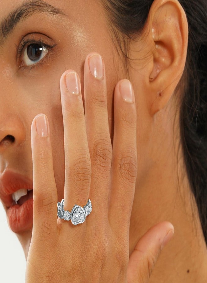 TOPGRILLZ Pink Heart Diamond Rings 14K Gold Plated 5A+ Cubic Zirconia Heart Shape Cute Ring Bling Promise Wedding Band Love Baguette Rings For Women Trendy-S10 - Image 3