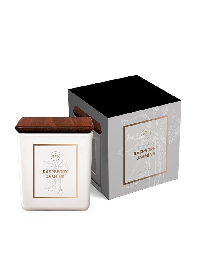 Aroma Home Natural Soy Wax Scented Candle – Long-Lasting 38-Hour Burn, 155g – Perfect for Home Décor, Relaxation &   therapy (Raspberry & Jasmine) - Image 1