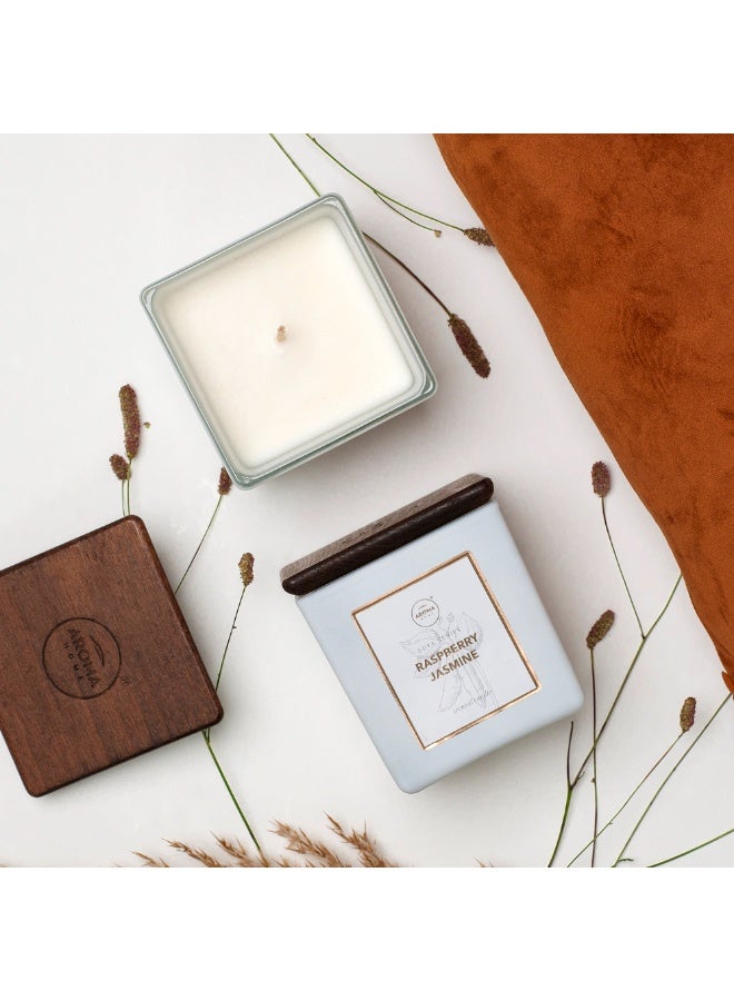 Aroma Home Natural Soy Wax Scented Candle – Long-Lasting 38-Hour Burn, 155g – Perfect for Home Décor, Relaxation &   therapy (Raspberry & Jasmine) - Image 3