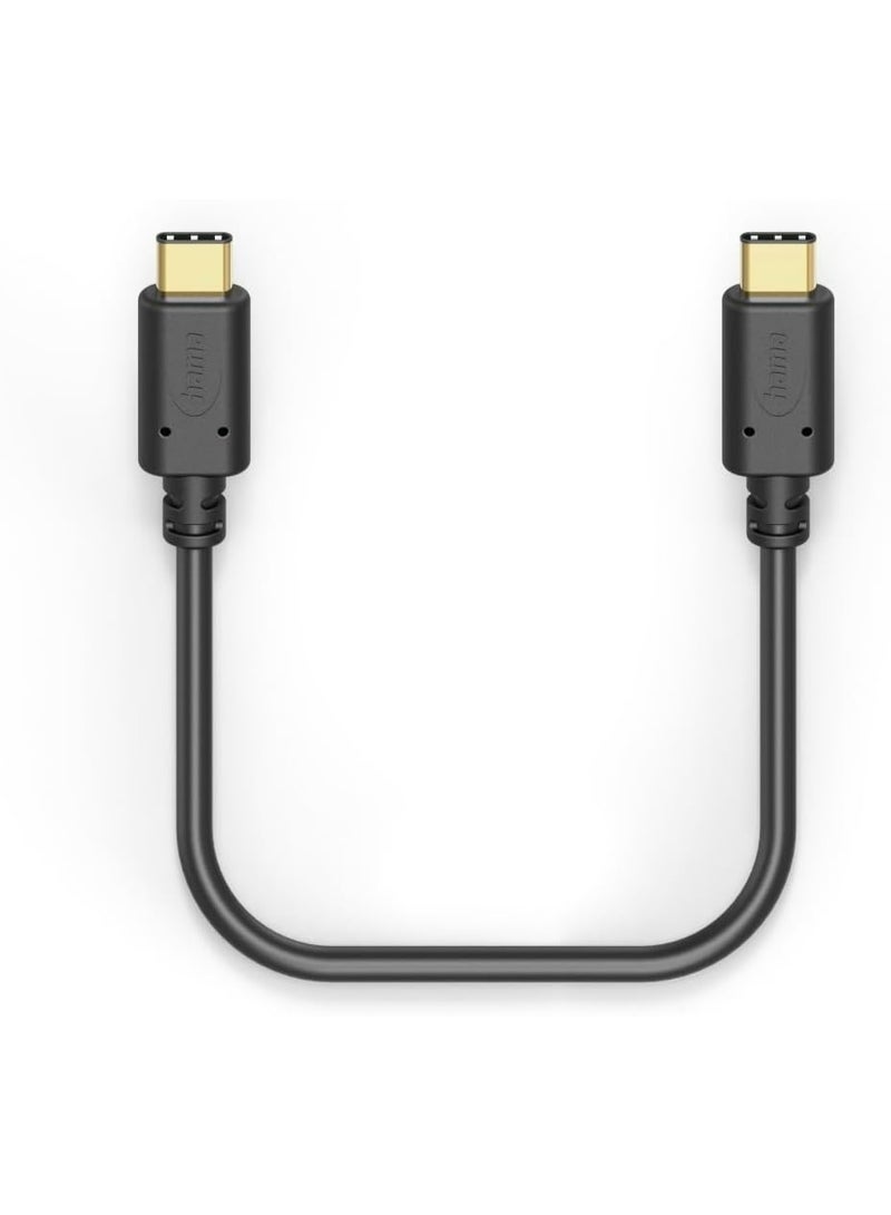 Hama 1.5 meter USB-C to USB-C Fast Charging Cable 480Mbps High Speed Data Transfer for Samsung, Galaxy, MacBook, iPad Pro, Android Tablets Laptops Power Bank USB Type-C Charger Sync Cable Black 5ft - Image 3