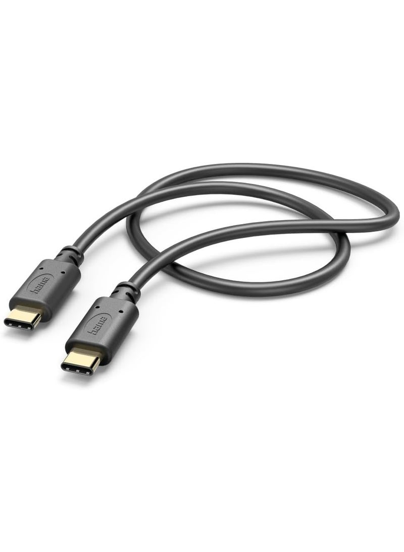 Hama 1.5 meter USB-C to USB-C Fast Charging Cable 480Mbps High Speed Data Transfer for Samsung, Galaxy, MacBook, iPad Pro, Android Tablets Laptops Power Bank USB Type-C Charger Sync Cable Black 5ft - Image 2