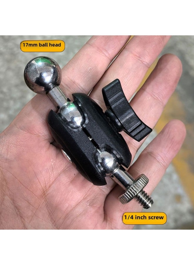 Generic Double 17mm Ball Head Turn 1/4 Pan-tilt Mobile Phone Bracket Cantilever Tripod Replacement Universal Wheel Adapter Connection Accessories-Body Color:Bimetal Ball Steering Joint (17mm Ball Head + 1/4 Screw)  - Image 1
