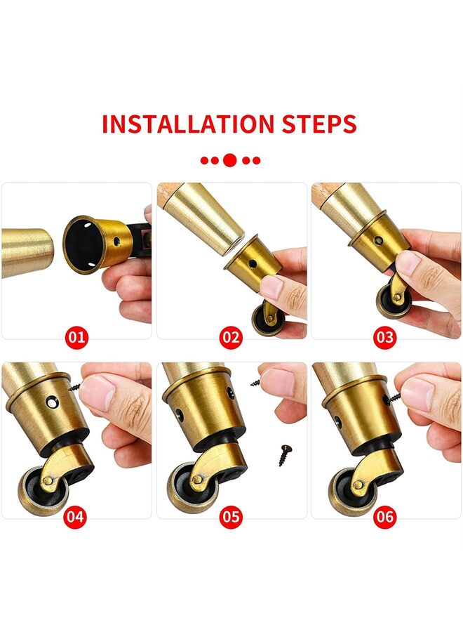 عجلات عتيقة، عجلات نحاسية، عجلات دائرية عتيقة بدون ضوضاء، عجلات قابلة للارتداء تدور 360 درجة للطاولة والكرسي والخزانة والبيانو - Image 4