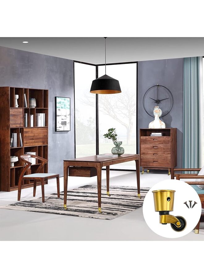 عجلات عتيقة، عجلات نحاسية، عجلات دائرية عتيقة بدون ضوضاء، عجلات قابلة للارتداء تدور 360 درجة للطاولة والكرسي والخزانة والبيانو - Image 5