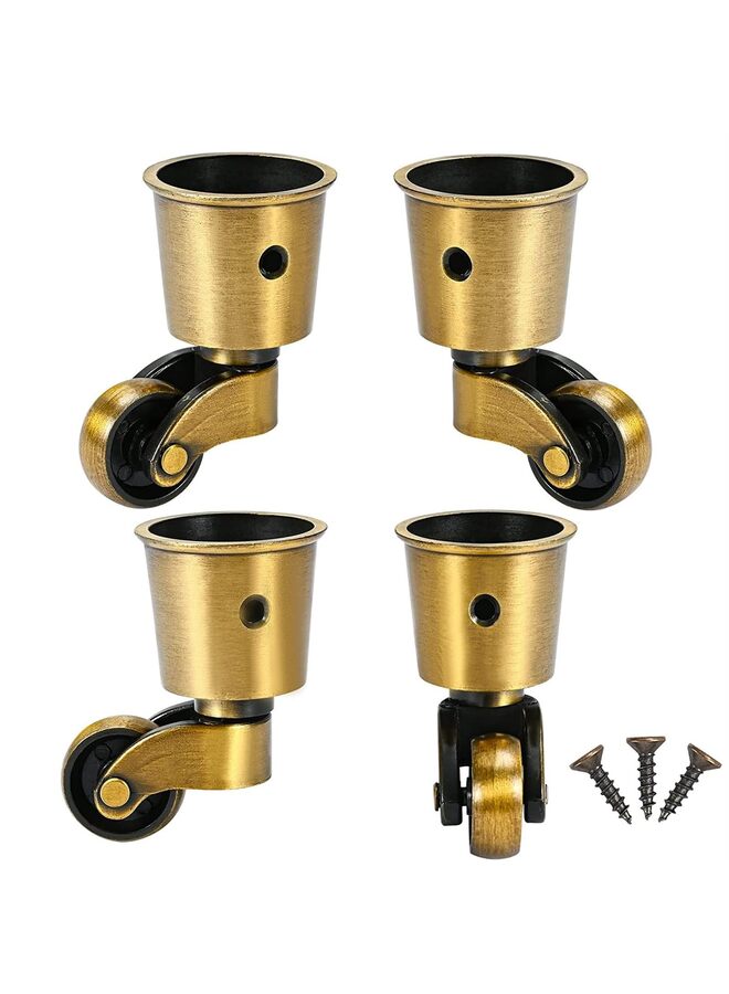 عجلات عتيقة، عجلات نحاسية، عجلات دائرية عتيقة بدون ضوضاء، عجلات قابلة للارتداء تدور 360 درجة للطاولة والكرسي والخزانة والبيانو - Image 1