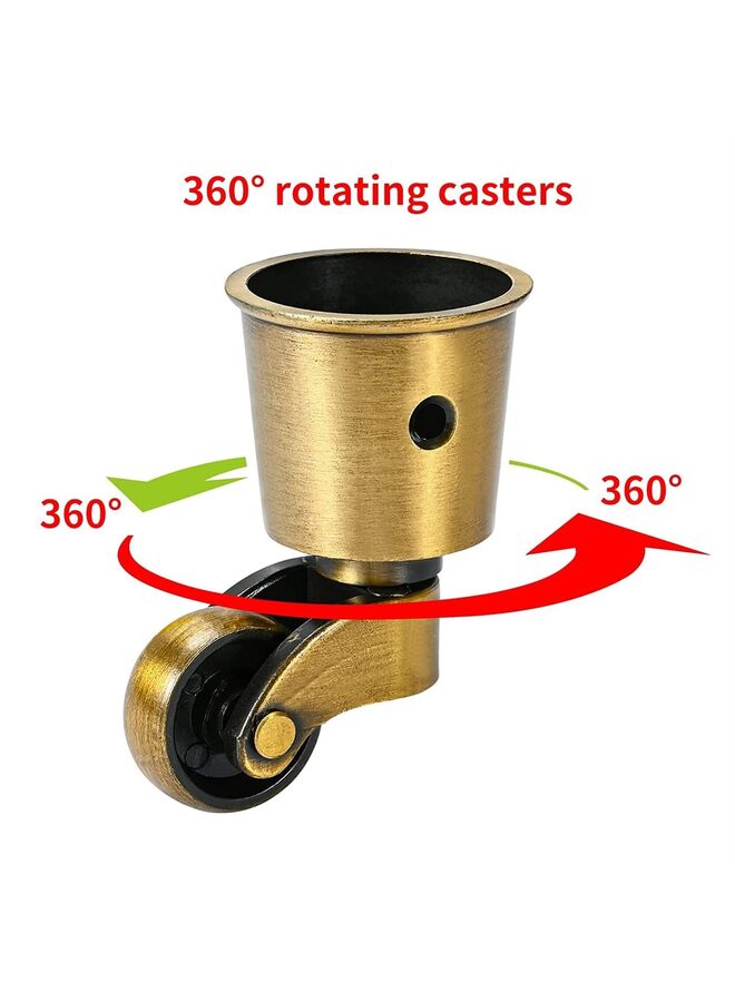 عجلات عتيقة، عجلات نحاسية، عجلات دائرية عتيقة بدون ضوضاء، عجلات قابلة للارتداء تدور 360 درجة للطاولة والكرسي والخزانة والبيانو - Image 2