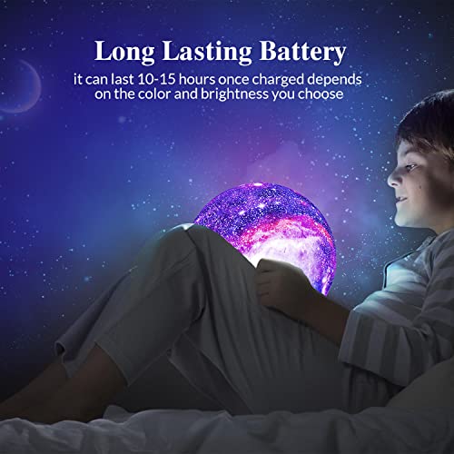 Himalayan Glow Galaxy Lamp, 5.9 inch Moon Night Lamp with 16 Colors with Classic Wood Stand & Remote/Touch Control Moon Night Light and USB Rechargeable - Image 5
