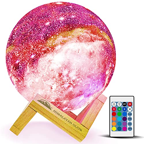 Himalayan Glow Galaxy Lamp, 5.9 inch Moon Night Lamp with 16 Colors with Classic Wood Stand & Remote/Touch Control Moon Night Light and USB Rechargeable - Image 1