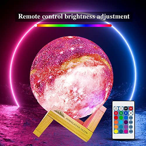 Himalayan Glow Galaxy Lamp, 5.9 inch Moon Night Lamp with 16 Colors with Classic Wood Stand & Remote/Touch Control Moon Night Light and USB Rechargeable - Image 3