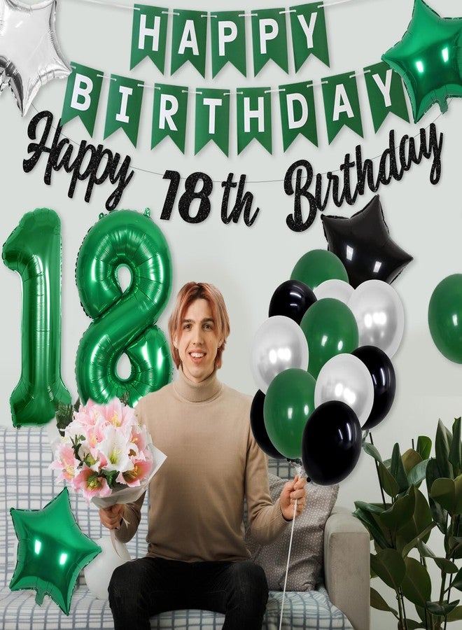 Cheereveal 18th Birthday Decorations for Boys Green,Time To Adult Happy Birthday Banner Cake Topper Number 18 Foil Balloon for 18 Year Old Birthday Party Supplies - Image 4