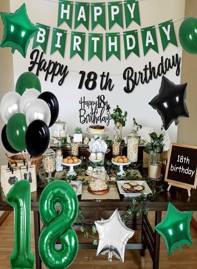 Cheereveal 18th Birthday Decorations for Boys Green,Time To Adult Happy Birthday Banner Cake Topper Number 18 Foil Balloon for 18 Year Old Birthday Party Supplies - Image 5