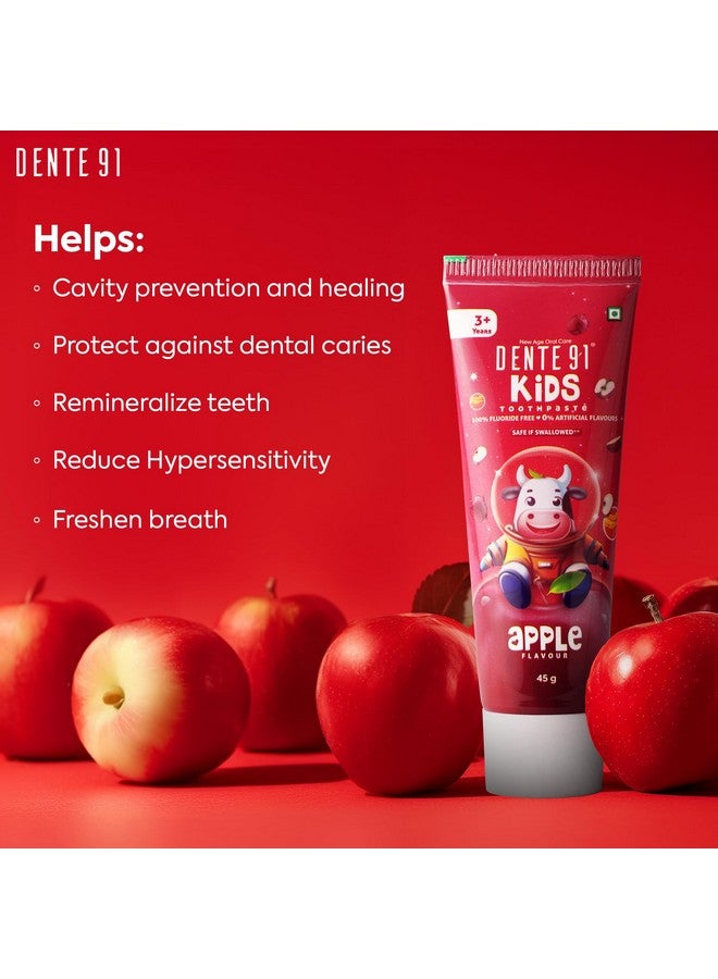 DENTE91 Kids Toothpaste, Protects Against Dental Caries & Hypersensitivity, Fluoride Free, Apple Flavour - 45G  - Image 5