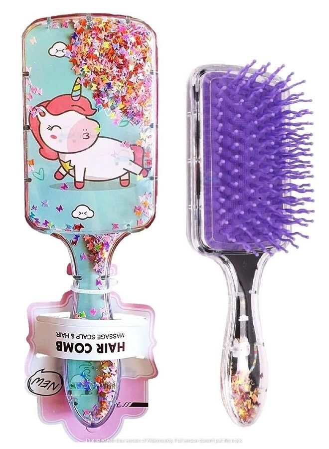 FunBlast Unicorn Comb And Brush Set Unicorn Glitter Hair Brush Comb For Girls Massage Hairbrush Unicorn Kids Hair Brush/Hair Comb (Random Color) (Pack Of 1 Pcs) - Image 2