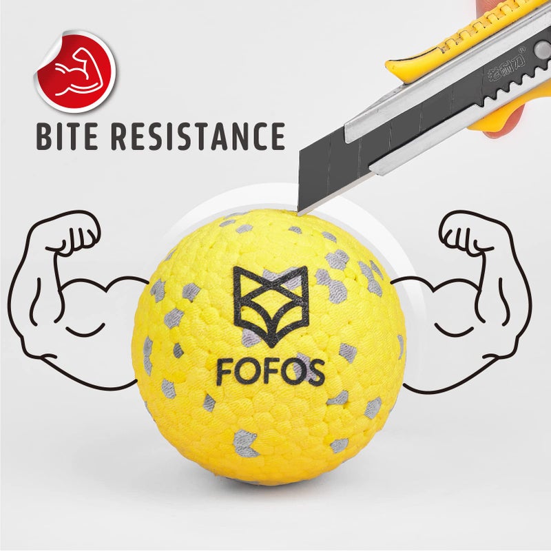 FOFOS Dog Balls Chew Toys Tennis Ball for Aggressive Chewers Teething Molar Toys Water Toy Interactive Fetch Balls Gift Set for Large Medium Dog and Puppies (4 Pack, 2.75 inch) - Image 3