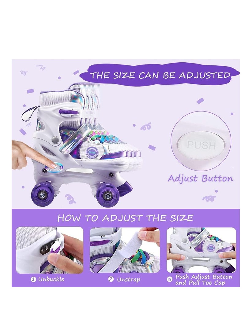 Generic Girls Roller Skates for Kids Children todders Beginner 4 Size Adjustable for Ages 3-8 or 6-12 Years Old Girls with Light Up Wheels and Colorful Shoelaces  - Image 2