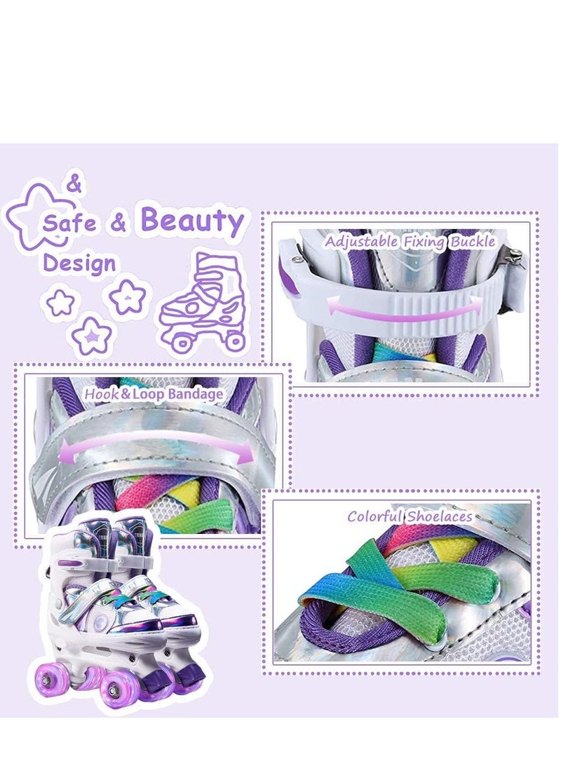 Generic Girls Roller Skates for Kids Children todders Beginner 4 Size Adjustable for Ages 3-8 or 6-12 Years Old Girls with Light Up Wheels and Colorful Shoelaces  - Image 4