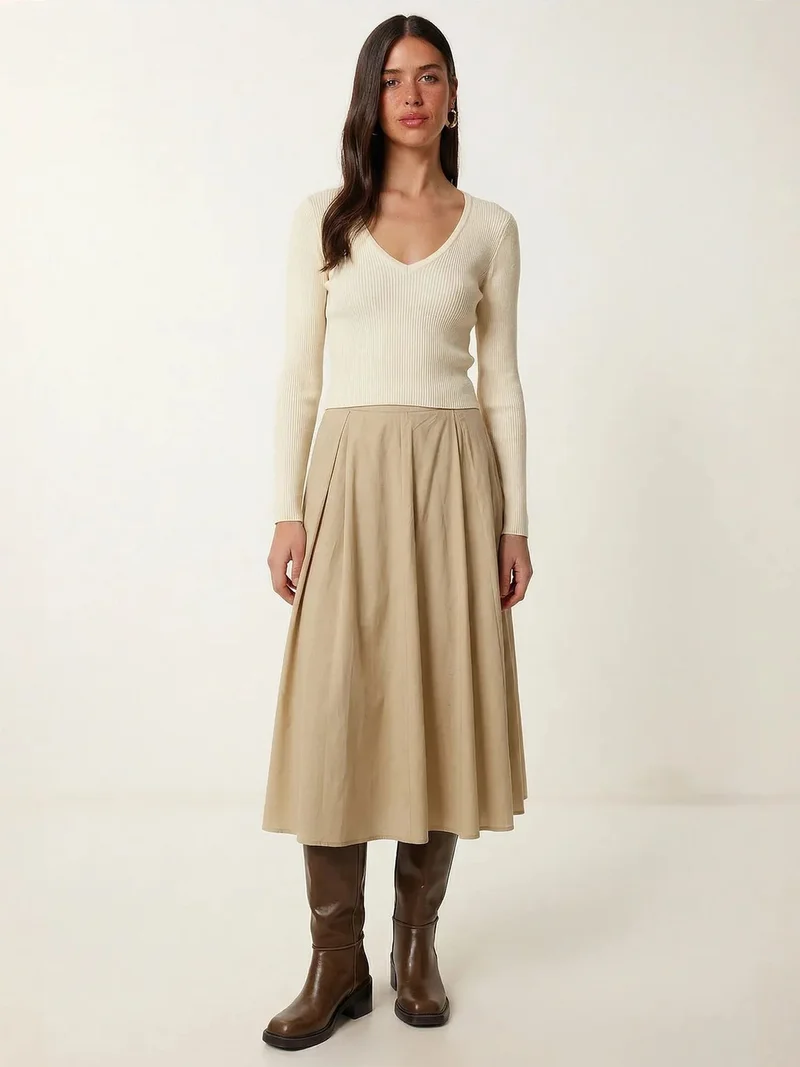 السعادة في إسطنبول ISTANBUL High Waist A-Line Midi Skirt