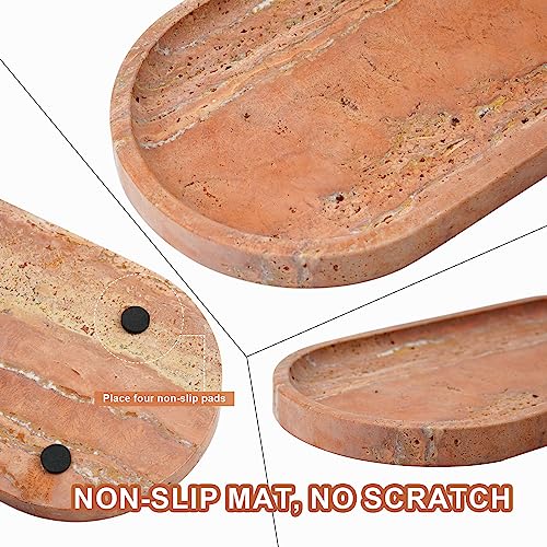 Koville Turkish Natural Travertine Tray 12x6 Vanity Decorative Marble Wabi Sabi Decor for Home Countertop Organizer Catchall for Perfume Candles Jewelry Dish - Image 3