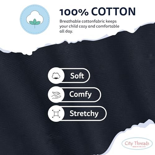 City Threads Girls' Leggings 100% Cotton for School Uniform Sports Coverage or Play Perfect for Sensitive Skin or SPD Sensory Friendly Clothing, Navy, 6 - Image 5