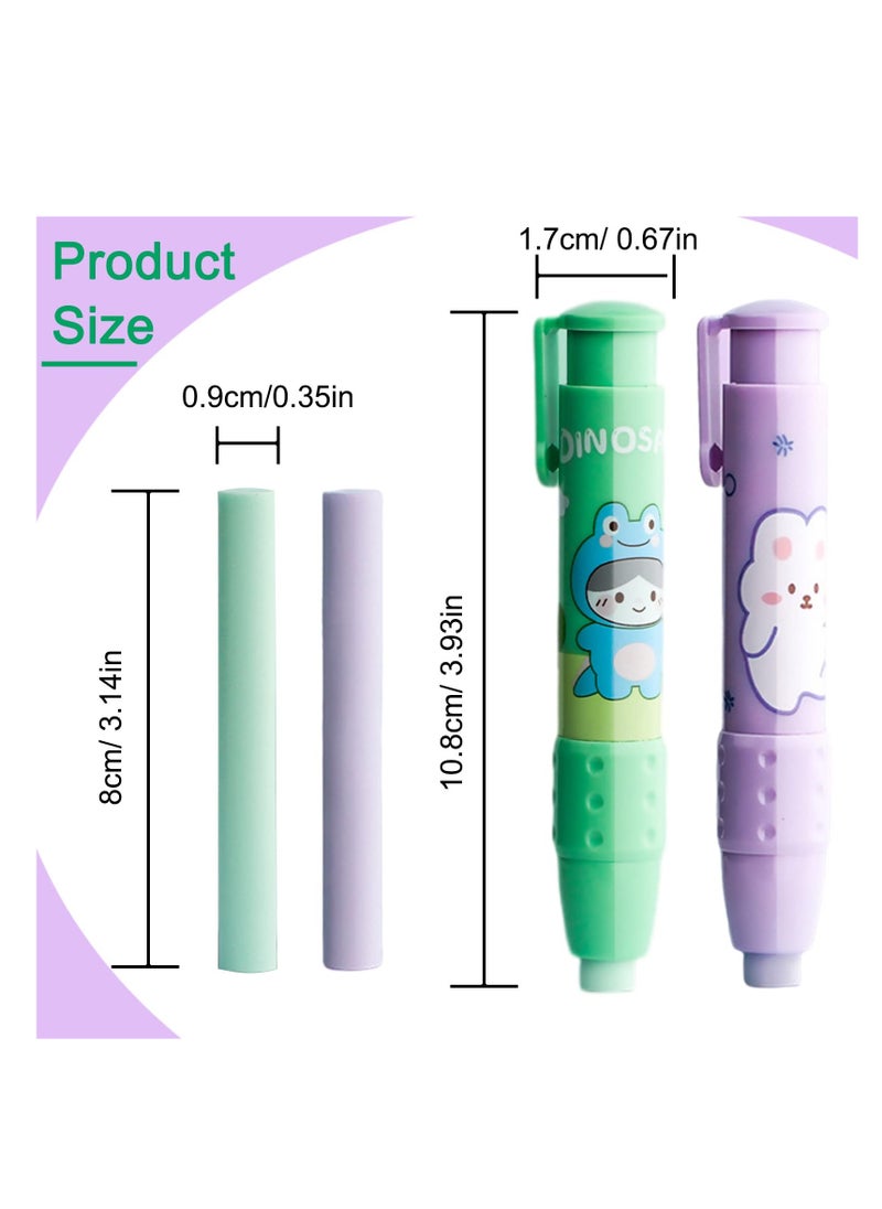 SYOSI - Retractable Erasers, 2 Retractable Pen Shaped Eraser, Pen Shell with 6 Erasers Pen-Style Erasers Push Eraser Mechanical Rubbers Erasers for Kids Students Painting Writing, Made of Rubber - Image 1
