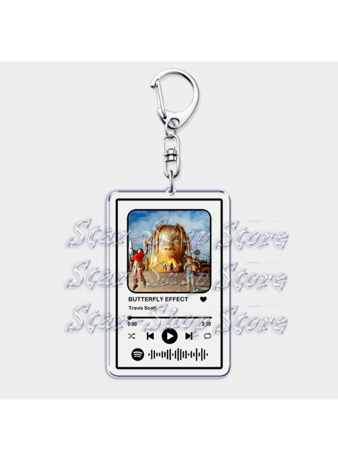 Generic Hot Hip Hop Rap Singer Music Keychains for Women Man Accessories Bag Goosebumps Playlist Code Keying Jewelry Fans Friends Gift-Color:BUTTERFLY EFFECT-Ships From:CHINA  - Image 1