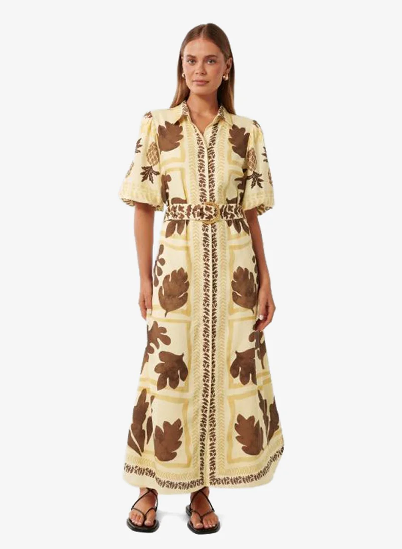 Nora Printed Maxi Shirt Dress