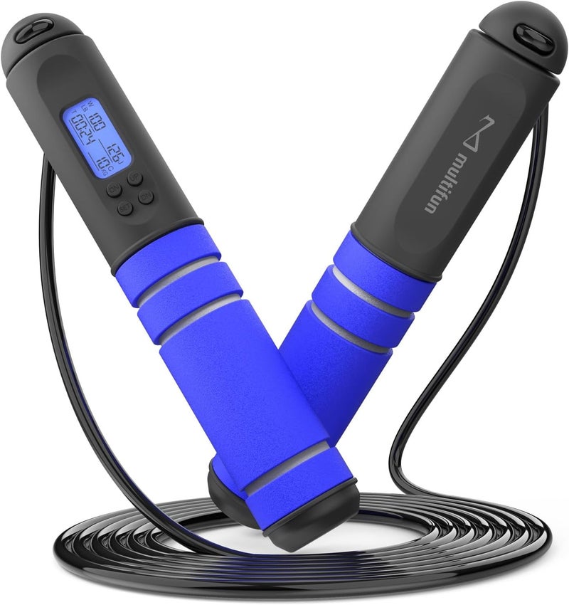 multifun Digital Jump Rope with Smart Counter & Timer - Adjustable Speed Skipping Rope for Fitness, Weight Loss, Boxing, MMA - Tangle-Free Ball Bearings & Anti-Slip Handles for Men, Women, Kids - Image 1