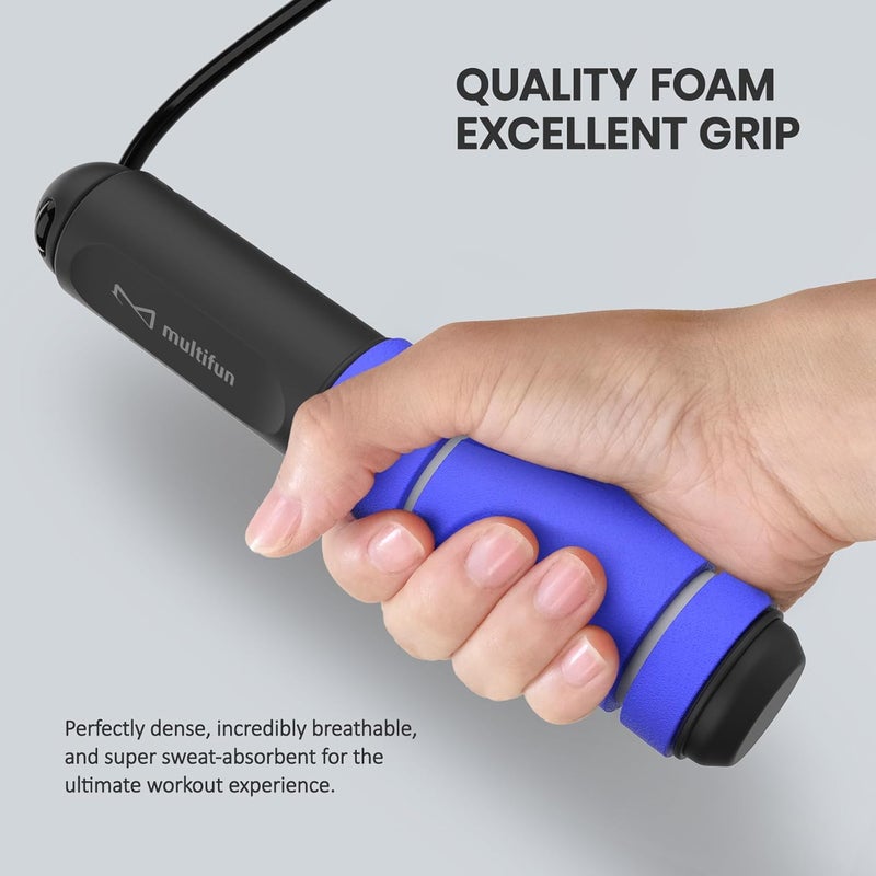 multifun Digital Jump Rope with Smart Counter & Timer - Adjustable Speed Skipping Rope for Fitness, Weight Loss, Boxing, MMA - Tangle-Free Ball Bearings & Anti-Slip Handles for Men, Women, Kids - Image 3