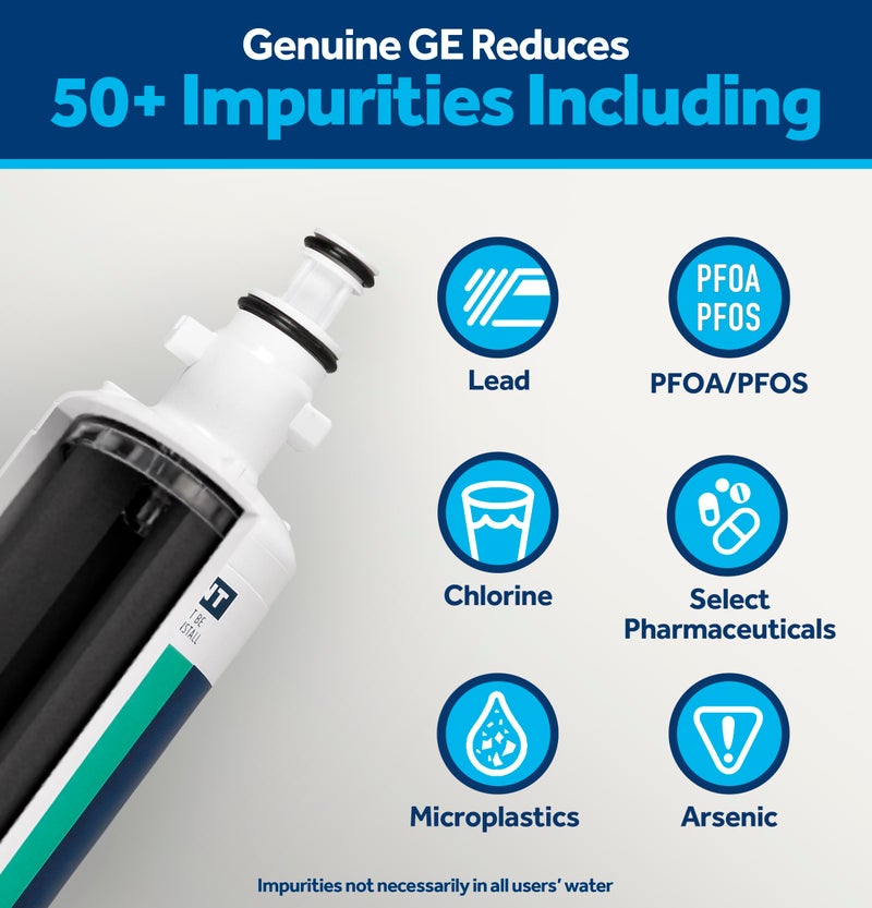 GE RPWFE Refrigerator Water Filter, Genuine Replacement Filter, Certified to Reduce Lead, Sulfur, and 50+ Other Impurities, Replace Every 6 Months for Best Results, Pack of 2 - Image 2