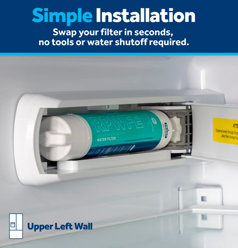 GE RPWFE Refrigerator Water Filter, Genuine Replacement Filter, Certified to Reduce Lead, Sulfur, and 50+ Other Impurities, Replace Every 6 Months for Best Results, Pack of 2 - Image 5