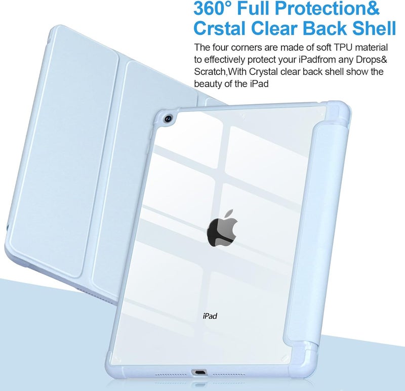 APHBZGE Case Compatible with iPad 9/8/7th Generation 10.2’’2019/2018/2017,Case for iPad 10.2 inch, Shockproof Hard Shell Clear Cover with Pencil Holder,Tablet cover for iPad 10.2‘‘ with Auto Wake/Sleep,Blue - Image 4
