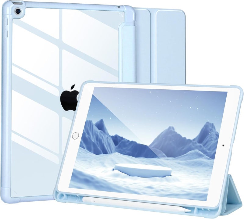 APHBZGE Case Compatible with iPad 9/8/7th Generation 10.2’’2019/2018/2017,Case for iPad 10.2 inch, Shockproof Hard Shell Clear Cover with Pencil Holder,Tablet cover for iPad 10.2‘‘ with Auto Wake/Sleep,Blue - Image 1