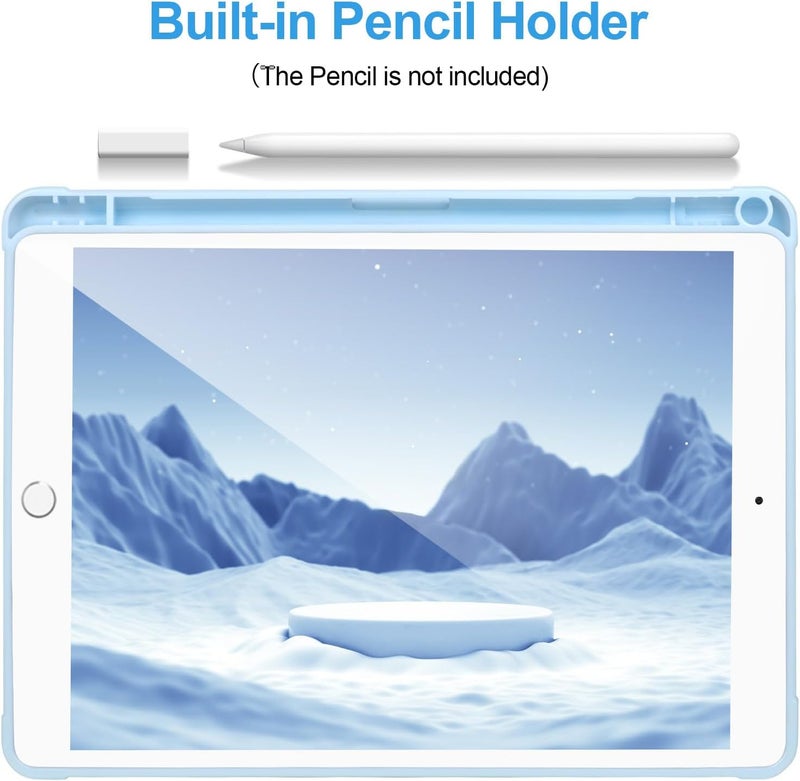 APHBZGE Case Compatible with iPad 9/8/7th Generation 10.2’’2019/2018/2017,Case for iPad 10.2 inch, Shockproof Hard Shell Clear Cover with Pencil Holder,Tablet cover for iPad 10.2‘‘ with Auto Wake/Sleep,Blue - Image 5