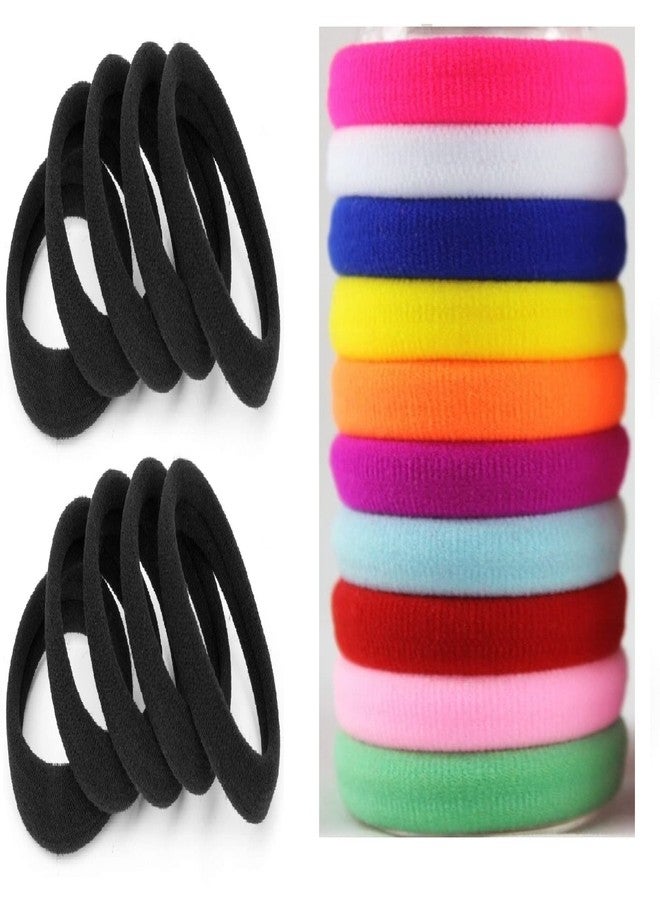 DIAN Assorted Pack of 20 Black and Multicolor Hair Rubber Bands, Ponytail Holders, Hair Tie, Hair Bow, Hair Accessories for Women, Teens and Girl - Image 1
