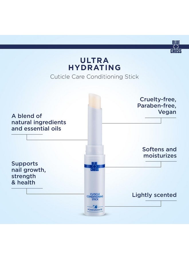 Blue Cross - Cuticle Balm Conditioning Stick, Scented Cuticle Softener Oil Balm With Nourishing Sunflower & Grape Seed Oil, Professional Nail Care Supports Dry + Damaged Cuticles, 0.05Oz, Pomegranate - Image 1