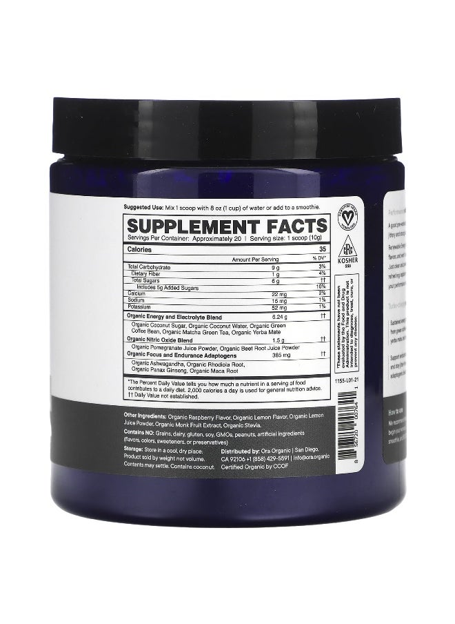 ORA - Ora, Renewable Energy, Performance Pre-Workout, Raspberry Lemonade, 7.1 oz (200 g) - Image 1